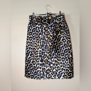 J. Crew Animal Print Pencil Skirt - Black and Gold